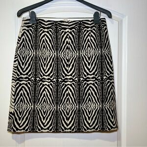 ETCETERA Black & White Reverse Patterned Fun Cute Work Casual Wool Skirt Size 8